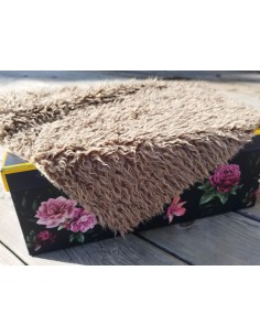 Kožešinový lem na kapuci a kabát – teddy hnědá, šíře 10 cm, vlas 24 mm
