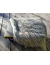 Kožešinový lem na kapuci a kabát – polární liška bílo-černá, šíře 10 cm, vlas 36 mm