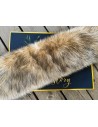 Kožešinový lem na kapuci a kabát – vlk přírodní béžový, šíře 10 cm, vlas 30 mm
