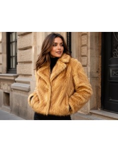 Kožešinový lem na kapuci a kabát – zlatohnědá liška Golden Fox, šíře 10 cm, vlas 40 mm