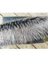 Kožešinový lem na kapuci a kabát – arktický vlk černo-stříbrný, šíře 10 cm, vlas 50 mm
