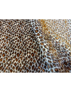 Kožešinový lem na kapuci a kabát – hladký plyš hnědý gepard, šíře 10 cm, vlas 9 mm