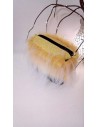 Kožešinový lem na kapuci a kabát – žlutý melír, šíře 10 cm, vlas 90 mm