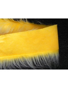 Kožešinový lem na kapuci a kabát – žlutý melír, šíře 10 cm, vlas 90 mm