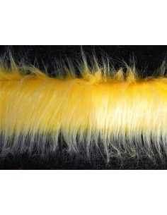 Kožešinový lem na kapuci a kabát – žlutý melír, šíře 10 cm, vlas 90 mm