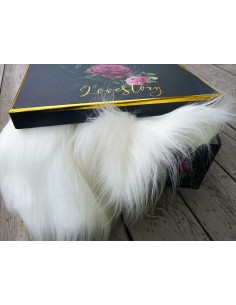 Kožešinový lem na kapuci a kabát – bílý, šíře 10 cm, vlas 90 mm