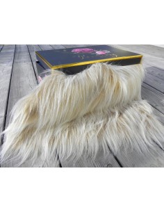 Kožešinový lem na kapuci a kabát – béžový, šíře 10 cm, vlas 90 mm