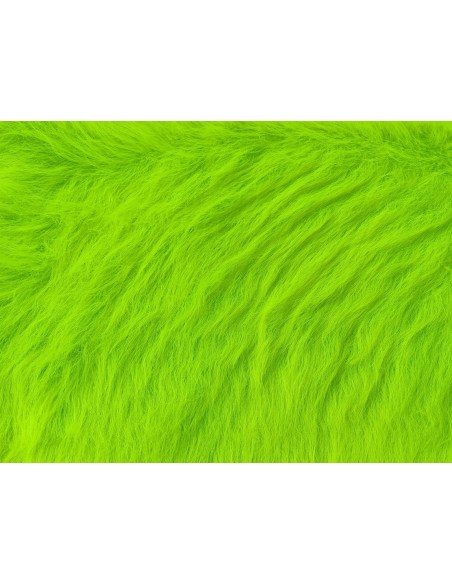Kožešinový lem na kapuci a kabát – zářivě zelený neon, šíře 10 cm, vlas 90 mm