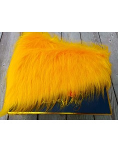 Kožešinový lem na kapuci a kabát – žlutý, šíře 10 cm, vlas 90 mm