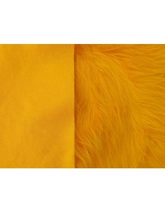 Kožešinový lem na kapuci a kabát – žlutý, šíře 10 cm, vlas 90 mm