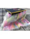 Kožešinový lem na kapuci a kabát – vícebarevný jednorožec (unicorn), šíře 10 cm, vlas 45 mm