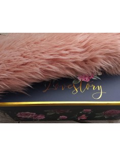 Kožešinový čtverec 48 × 48 cm – starorůžová, Dusty Rose, 50 mm vlas