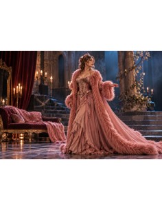 Kožešinový lem na kapuci a kabát – starorůžová, Dusty Rose, 50 mm, šíře 155 cm