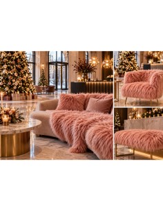 Luxusní umělá kožešina – starorůžová, Dusty Rose, 50 mm, šíře 155 cm