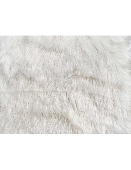 Kožešinový čtverec 48 × 48 cm – smetanově bílá, shaggy vlas, 50 mm