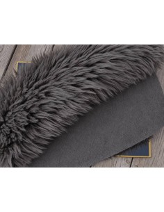 Luxusní umělá kožešina – tmavě šedá, shaggy vlas, 50 mm, šíře 155 cm