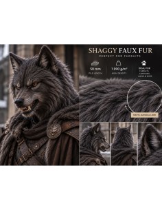 Luxusní umělá kožešina – tmavě šedá, shaggy vlas, 50 mm, šíře 155 cm