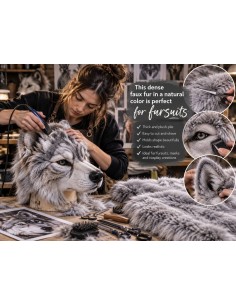 Ocelově šedá umělá kožešina 27 mm na kostým a cosplay