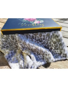 Umělá kožešina – metráž, plyš hladký, šedofialový gepard, vlas 12 mm, šíře 150 cm