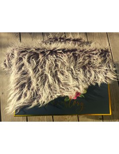 Kožešinový čtverec 48 × 48 cm – šedo-hnědá lama, umělá kožešina, vlas 45 mm
