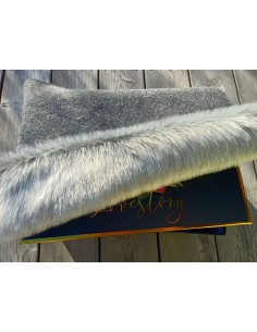 Luxusní umělá kožešina – metráž, šedý melír, vlas 25 mm, šíře 147 cm