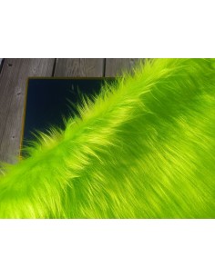 Umělá dekorační kožešina – metráž, zářivě zelená neon, vlas 45 mm, šíře 143 cm