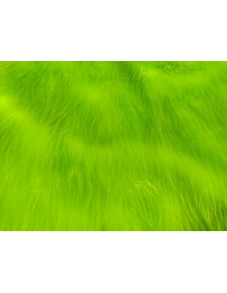 Umělá dekorační kožešina – metráž, zářivě zelená neon, vlas 45 mm, šíře 143 cm