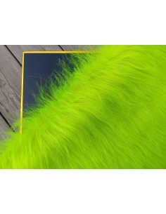 Umělá dekorační kožešina – metráž, zářivě zelená neon, extra dlouhý vlas 90 mm, šíře 148 cm