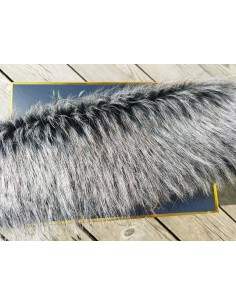 Luxusní umělá kožešina – metráž, arktický vlk černo-stříbrná, vlas 50 mm, šíře 150 cm