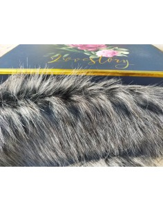 Kožešinový čtverec 48 × 48 cm – arktický vlk černo-stříbrná, umělá kožešina, vlas 50 mm