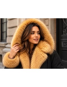 Luxusní umělá kožešina – metráž, zlatohnědá liška Golden Fox, vlas 40 mm, šíře 150 cm