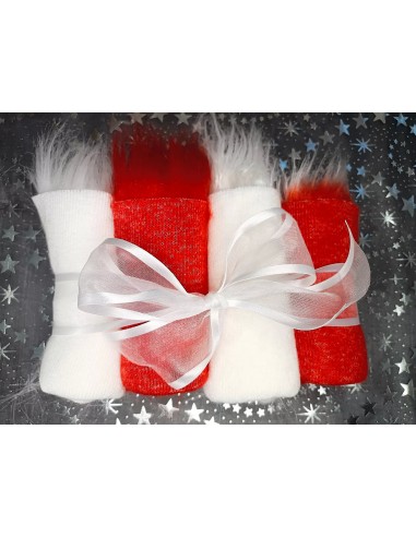 Balíček kožešin vánoční mix – 4× cca 24 × 24 cm, tradiční sváteční barvy